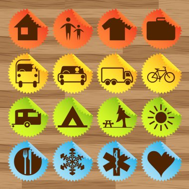 Camping and outdoor silhouette illustration set clipart