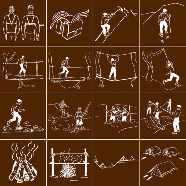 Camping and outdoor silhouette illustration set clipart