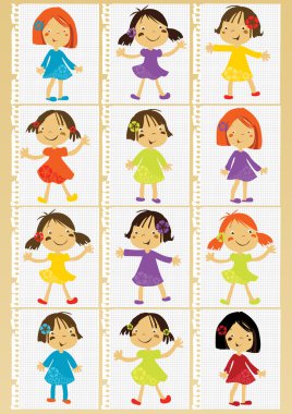 Group of children set for poster clipart