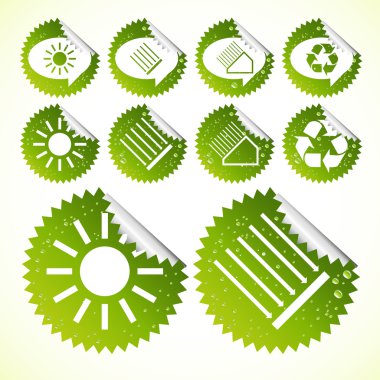Collection of green solar energy vector eco-icons clipart