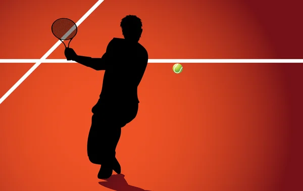 Силуэт теннисиста — стоковый вектор