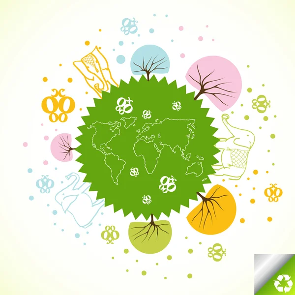 Экология зеленые планеты векторный фон — стоковый вектор