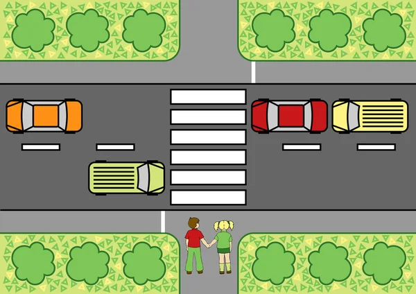 Affiche scolaire franchissement routier — Image vectorielle