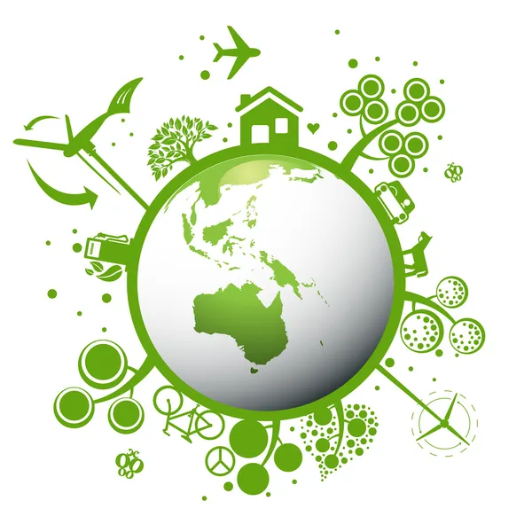 Экология зеленые планеты векторный фон — стоковый вектор