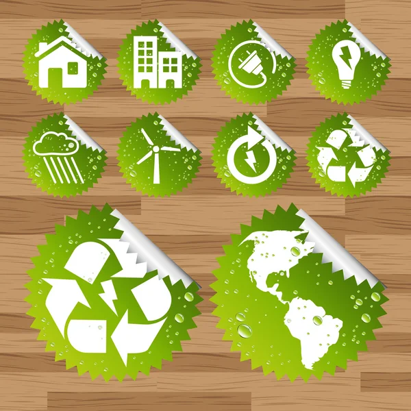 Kolekce zelené planety úspory eco ikony — Stockový vektor