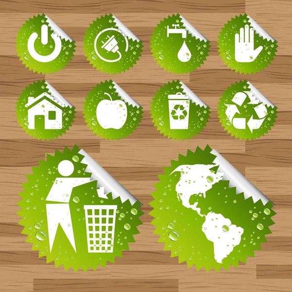Collection d'éco-icônes pour économiser la planète verte — Image vectorielle