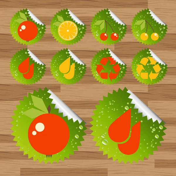 Sammlung grüner, biologisch sauberer Früchte — Stockvektor