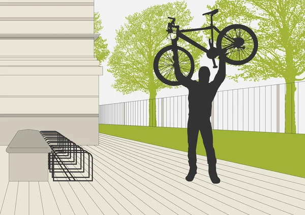 Векторная парковка для велосипедистов — стоковый вектор