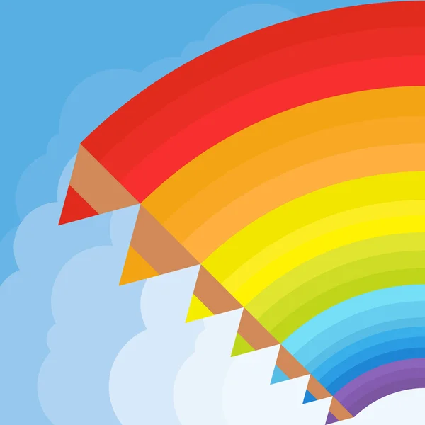 Barevné malování tužky vektorové pozadí rainbow koncept v nebi — Stockový vektor
