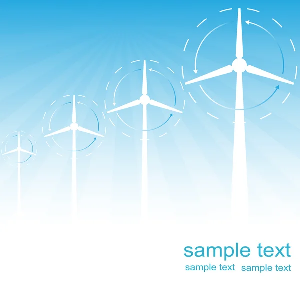 Windmill alternative energy 3d generator blueprint with wind flow vector — Stock Vector