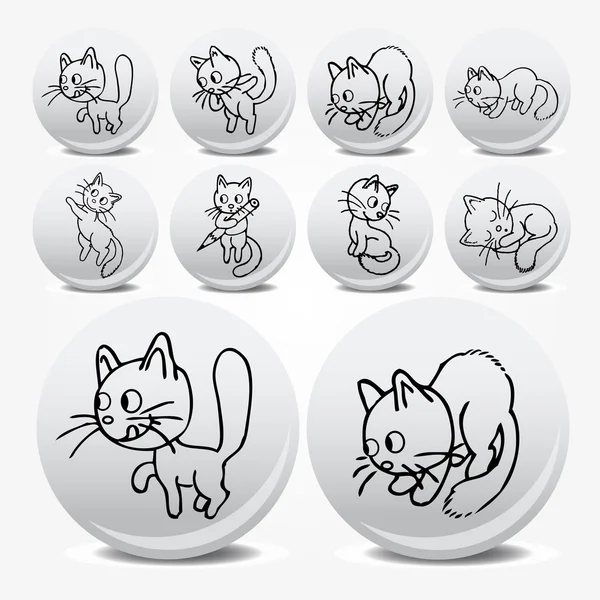 Kočky ikony — Stockový vektor