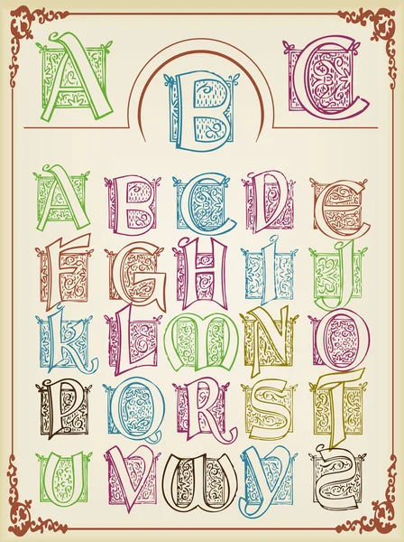 Vintage colorido alfabeto fundo vetor —  Vetores de Stock
