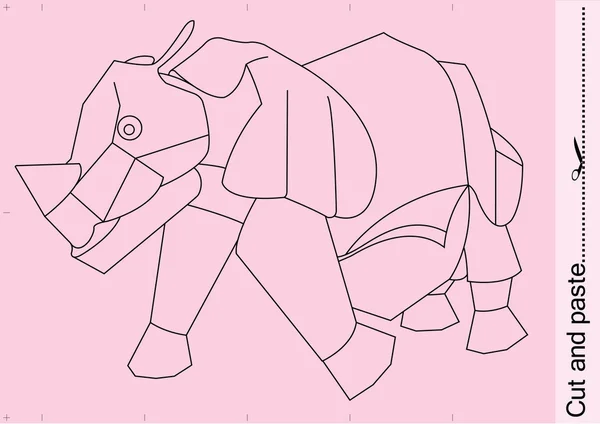 Origami rhino gemaakt in vectorafbeeldingen — Stockvector