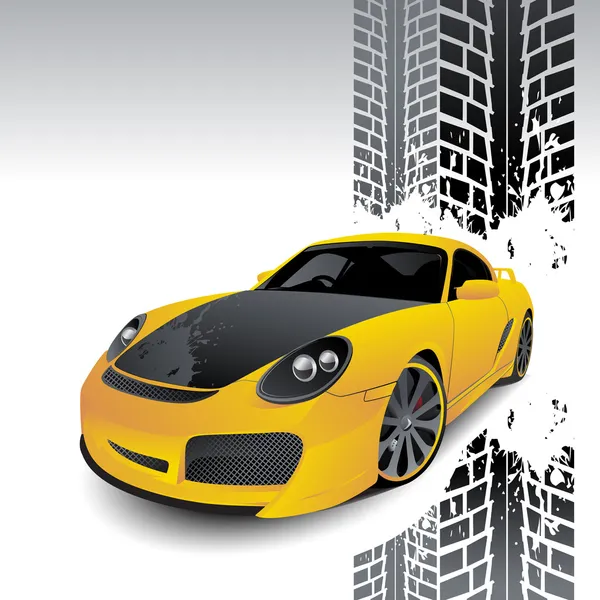 Carro amarelo de tipo desportivo — Vetor de Stock