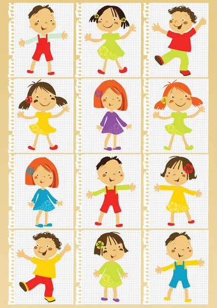 Ομάδα παιδιών που έχουν καθοριστεί για αφίσα — Διανυσματικό Αρχείο