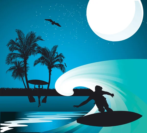 Vector image of a surfer — Stock Vector