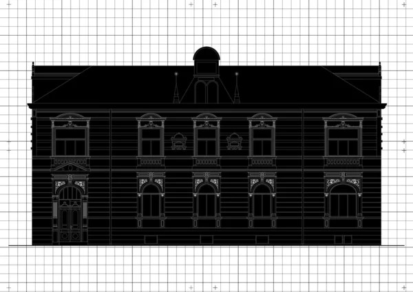 Vintage maison plan architectural vecteur — Image vectorielle