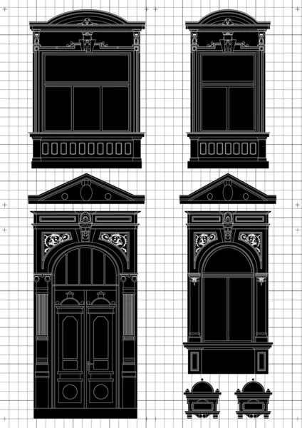 Vintage house architectural plan vector — Stock Vector