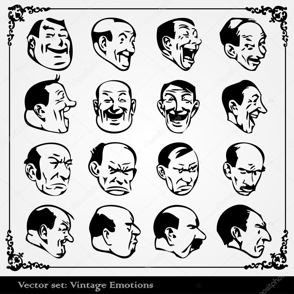 Vintage faces vector