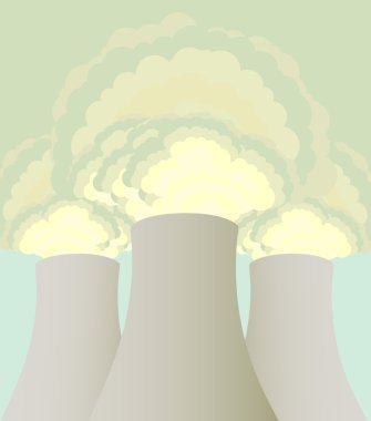 Air pollution cloud from factory stalks clipart