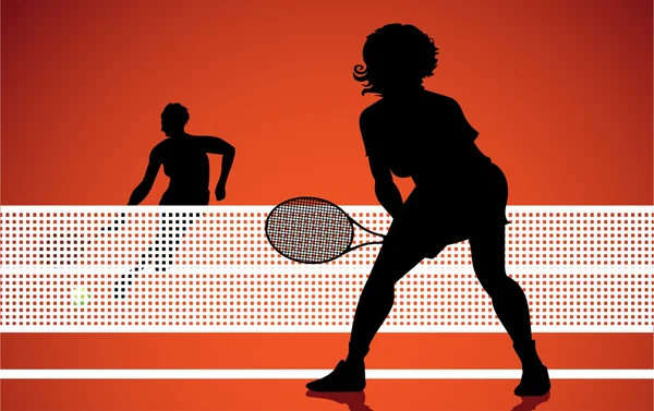Tennis player silhouette — Stock Vector