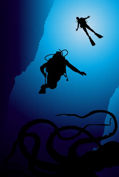 Ilustração do vetor mergulhador colorido — Vetor de Stock