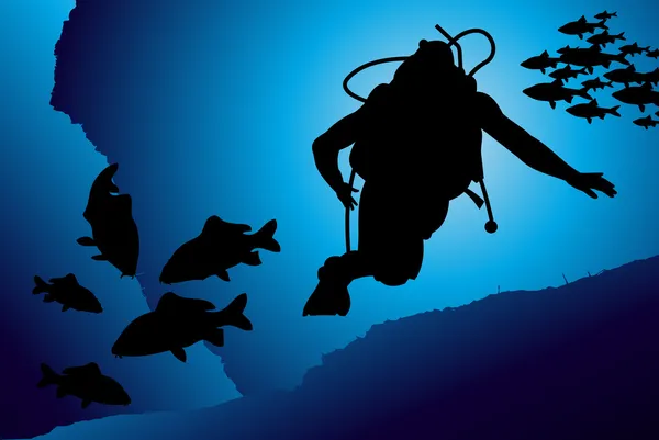 Illustration vectorielle de plongée sous-marine colorée — Image vectorielle