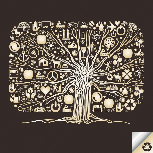 Χρυσή εικόνα δέντρο διάνυσμα — Διανυσματικό Αρχείο