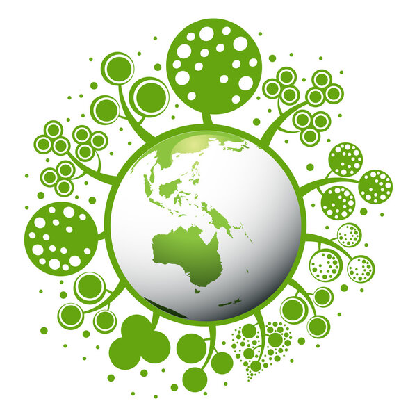 Ecology green planet vector concept background