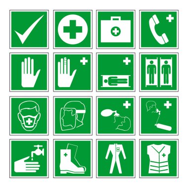 Hazard warning, health & safety and public information signs set clipart