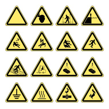 Hazard warning, health & safety and public information signs set clipart