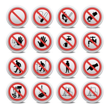 Hazard warning, health & safety and public information signs vector set clipart