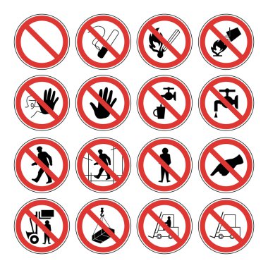 Hazard warning, health & safety and public information signs set clipart