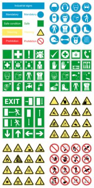 Hazard warning, health & safety and public information signs vector set clipart