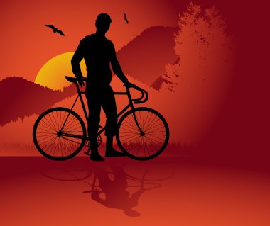 Fixed gear bicycle rider clipart