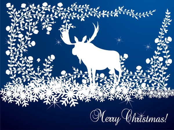 Elk christmas card illustration — Stock Vector