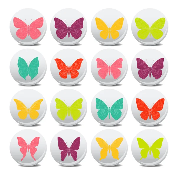 Colorida colección de mariposas tropicales — Vector de stock