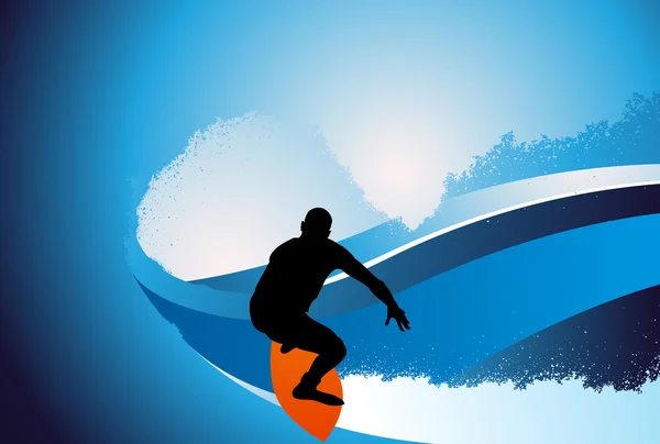 Surfer Onda Vettore Sfondo Con Spazio Testo — Vettoriale Stock