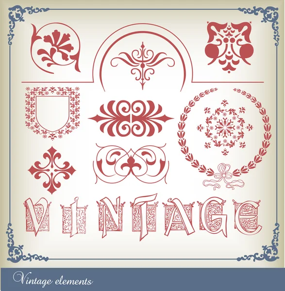 Abstract vintage frame and elements background — Stock Vector