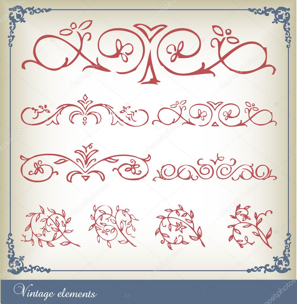 Abstract vintage frame and elements background vector