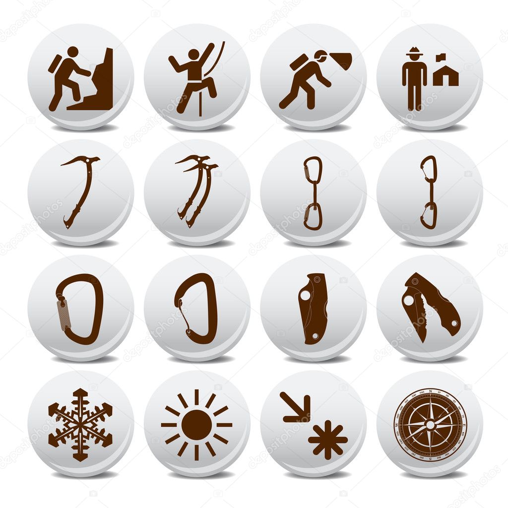 Mountain Climber Vector Icon Set Stock Vector by ©krabata 4575164