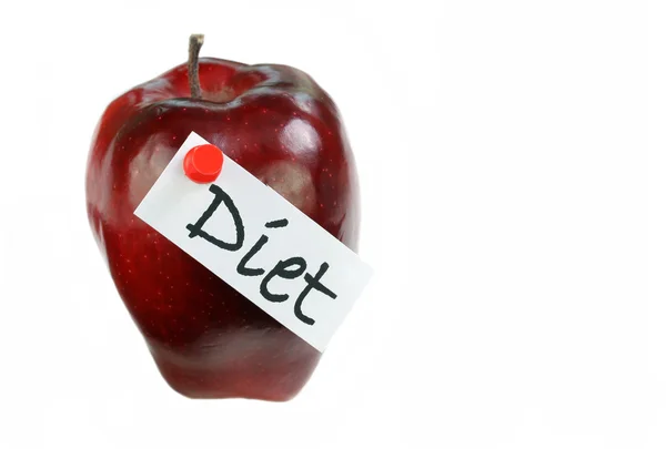 Apfel mit Diätetikett — Stockfoto