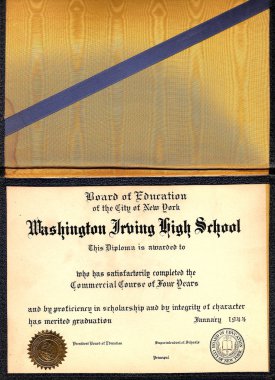 Vintage Washington Irving School Diploma clipart