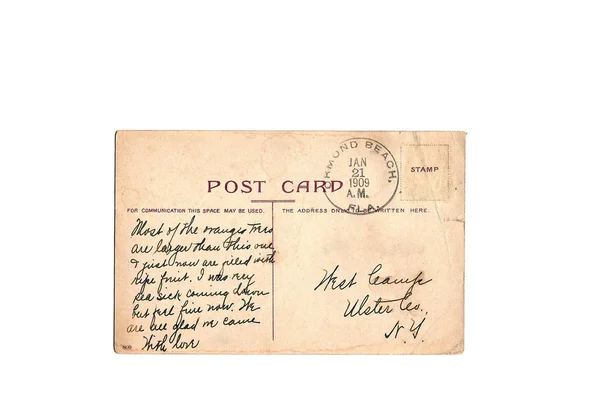 Vintage 1909 cancelled post card. — Stock Photo, Image