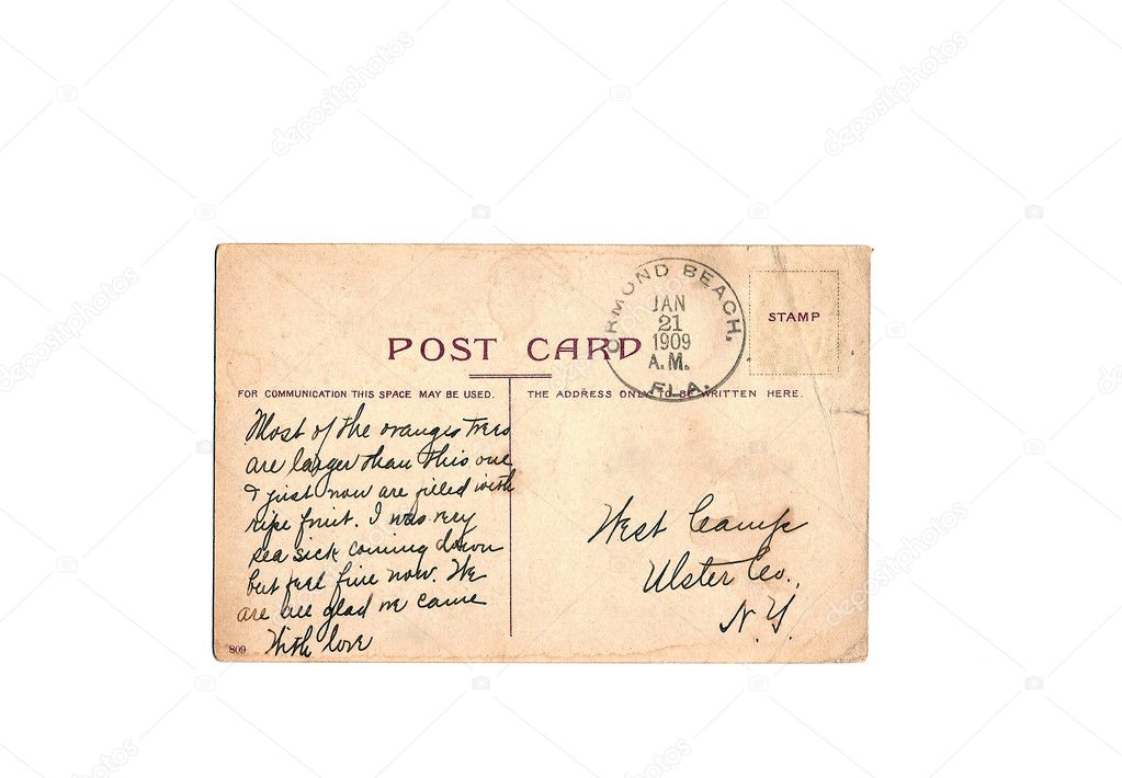 Vintage 1909 cancelled post card.