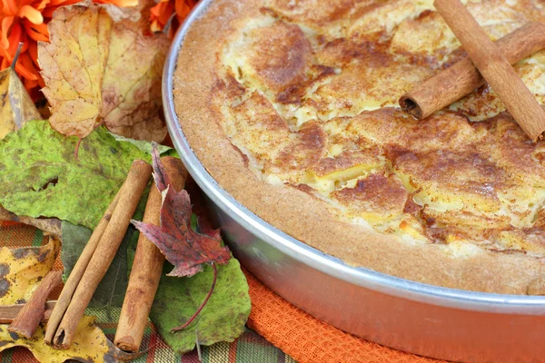 Close up della torta di mele Kuchen in autunno — Foto Stock