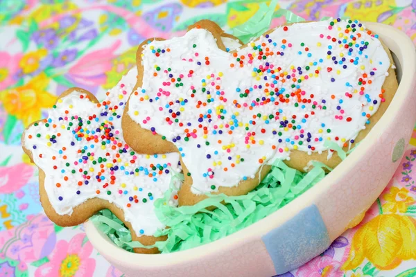 Dos galletas heladas de conejo de Pascua — Foto de Stock