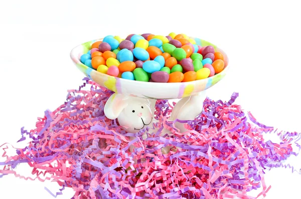 Bunny Holding up Jellybeans — Stock Photo, Image