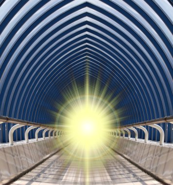 cam tünelin ucunda parlak bir ışık