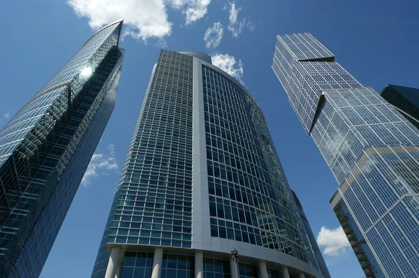 Skyscrapers of the International Business Center (City) closeup, Moscow, Ru — Stock Photo, Image